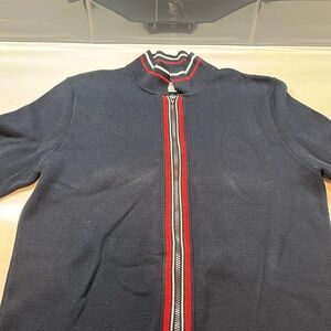 Topman cardigan sweatshirt. Navy and red in color